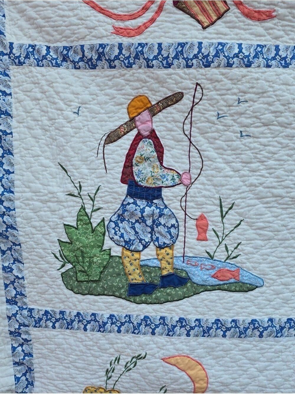 Vtg Legacy Home Limited Edition Quilt Queen Avignon Folk Art Cottage 100" X 90" - Picture 10 of 16